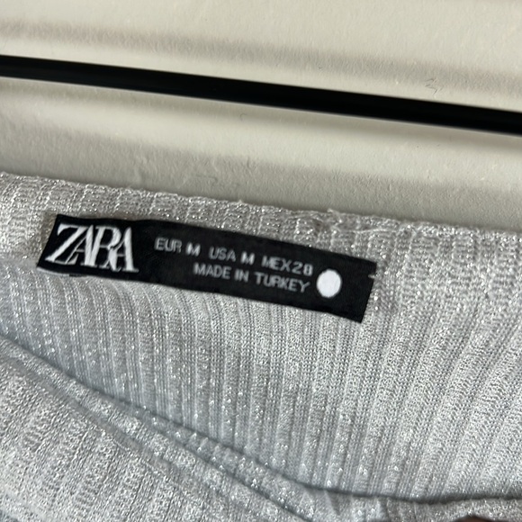 Zara White/silver Ribbed tube top - Picture 3 of 4